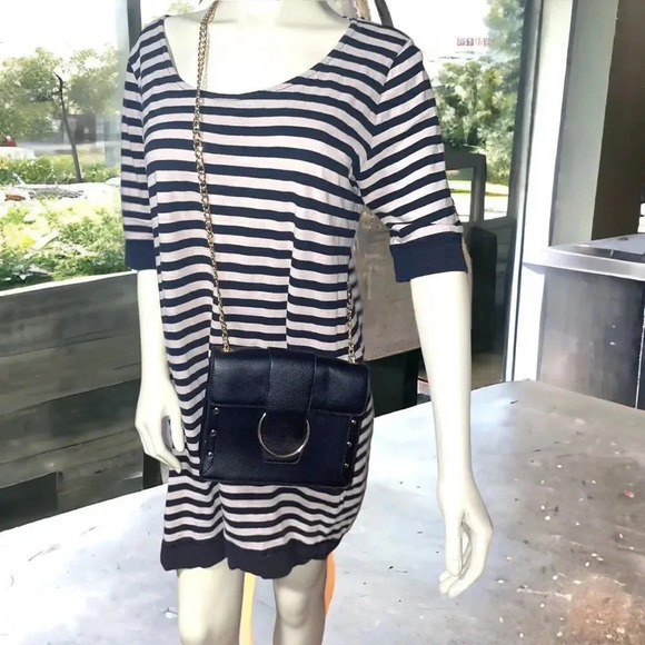 OFF WHITE/BLACK BANANA REPUBLIC RELAXED FIT DRESS 3/4” SLEEVES SIZE XTRA LARGE - Picture 2 of 16